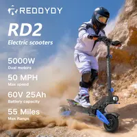 2026 REDDYDY RD2 5000W Adult Off-Road Dual Motor Electric Scooter - 60V 25Ah Battery, 50 mph, 55-mile Range, 10.5-inch Tires, Hydraulic Brakes, Front and Rear Suspension, Foldable, Summer Vibes