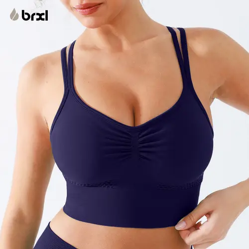 BRXL Women's Seamless V-Neck Wireless High Waist Stretchy Workout Bra - Crisscross Back, Cross-Back Sports Bra for Daily Outings & Sports, Workout Bras, Crisscross Sports Bras,back to school,back to school haul