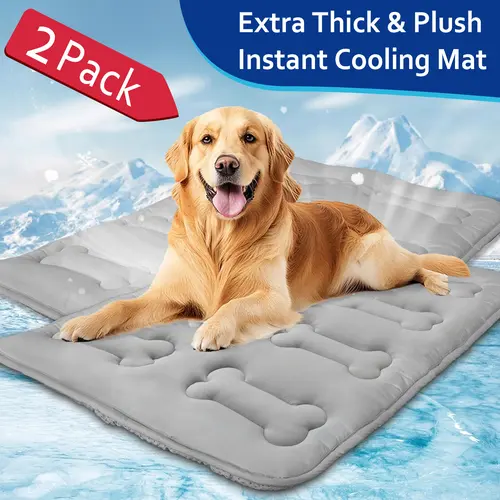 2-Pack Thicker Dog Cooling Mats for Dogs Cats, Cute Bone Quilted Durable Non-Slip Instant Cool Summer Pet Cooling Pad, No Geal No Electric Portable Lightweight Washable Indoor Outdoor Cold Kennel Crate Bed for Large Dogs #SummerVibes #tiktokshopsummersale