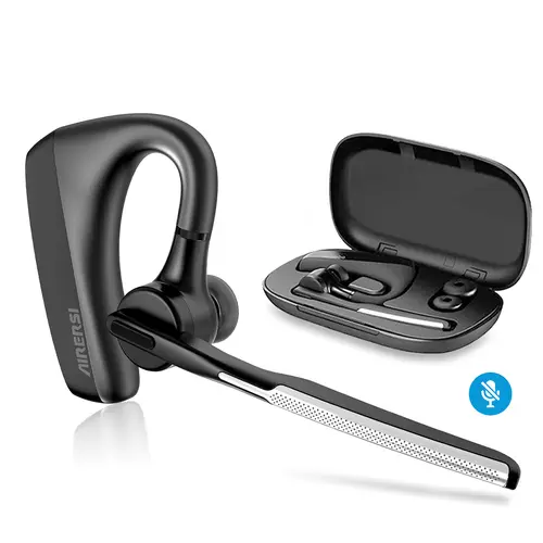 Cordless Waterproof Headphones with Adjustable On-Ear Hook, CVC 8.0 Noise Cancellation, Dual Mic, Type-C Jack, Hands-Free Controls, 1-Press Call Control, Rechargeable, Cable Management, 0.63oz, 20kHz Audio Accessory for Truck Drivers, Cellphones Noise Can