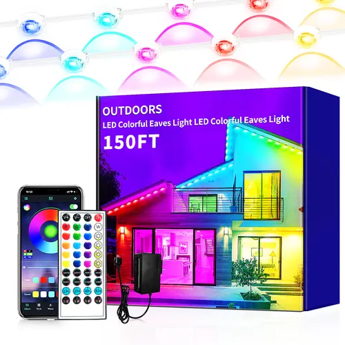 SEGRASS Permanent Outdoor RGB LED Strip Lights - IP67 Waterproof Smart Eaves Lights with App/Remote Control, Music Sync, DIY Scenes, Hex Cap Screws, Ideal for Christmas, Party Decor summerwins,dorm essentials,home decor,home essentials,camping essentials