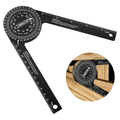 7-Inch Aluminum Portable Ultra Precision Miter Saw Protractor - Laser Angle Finder with Ruler Dials, Gauges for Carpenters’ Inside & Outside Miter Measurements, Angle Ruler Dials, Woodworking Measuring Tool, Tools And Gadgets