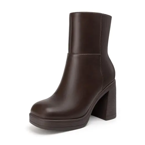 Women's Platform Ankle Boots High Chunky Block Heel Square Toe Boots Fashion Dress Heeled Booties, Shoes For Women, Women's Shoes,back to school,back to school haul
