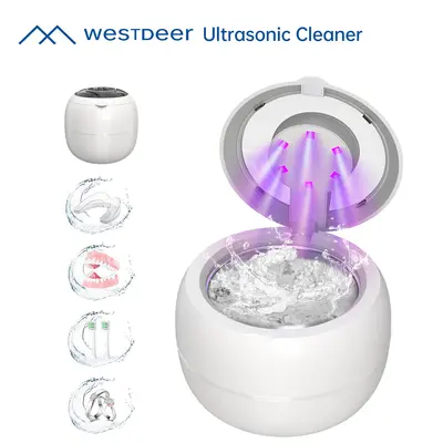 WindyWay Ultrasonic Cleaner,45kHz, UV Cleaning, for Dentures, Watch Bands, Toothbrush Heads, Pacifiers, Jewelry Rings, 4 Modes, 210ml Capacity, Travel, Home Bathroom Sanitizer - Portable Dental Cleaning Solution,Perfect Gift