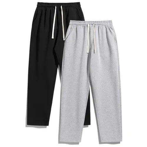 Men’s 2-Pack Casual Jogger Sweatpants - Mens Clothing, Baggy Essential Trousers, Loose Fit, Soft Fabric, Drawstring Waist, Pockets, Athleisure Plain Bottoms