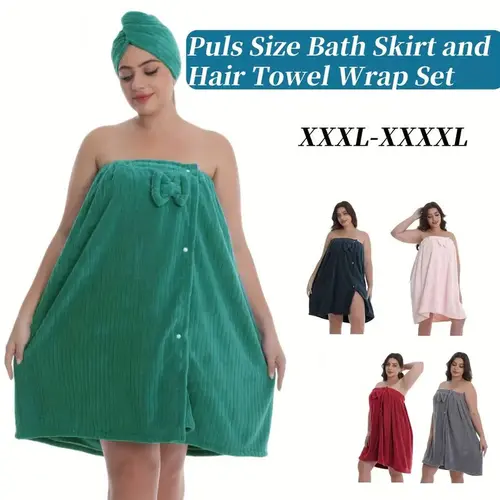 Women's Plus Size Xxl-Xxxxl Bathrobe Set, Lightweight Spa Robe, Adjustable Bathing Towel Wrap, Comfortable Body Wrap, Ideal for After Shower, Basic Fabric