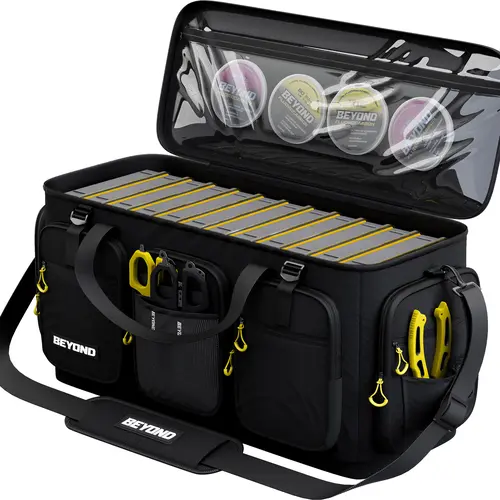 Beyond Fishing Hauler Tackle Bags - Water Resistant With Hard Molded Bottom -  Perfect for Fresh Water & Salt Water Fishing Tackle Storage - Holds Tackle Boxes and Fishing Gear