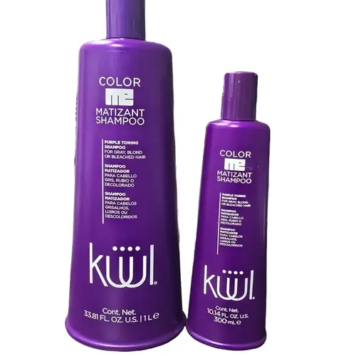 KUUL Color Me Matizante Purple Shampoo - Gentle Beauty Products Cleanser with Amino Gen Complex, UV Protection for Blonde & Silver Hair, Shiny Hair Neutralizing Shampoo (33.81 fl oz & 10.14 fl oz)