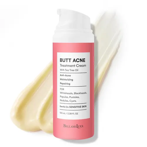 BellamiLuxx Butt Acne Clearing Treatment Cream: Body Acne Treatment for Folliculitis and Pimples on Buttocks, Thighs With 2% Salicylic Acid & Tea Tree Oil - Butt Cream for Smooth Skin