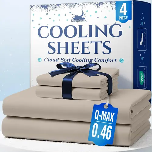 SLEEPHORIA 3-4 PC BreezeWeave Cooling Bed Sheets - Nylon + Spandex, Cloud Soft, Silky Smooth, 16 in Deep Pocket, Ultra Durable, Skin-Friendly, Machine Washable for Hot Sleepers