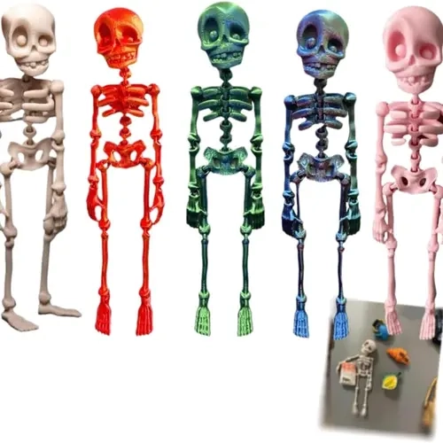5PCS Poseable Skeleton Fridge Magnet Halloween 3D Printed Articulated Skeleton 5.9in Skull Fridge Magnets with Movable Joints Skull Magnet Fridge Sticker for Kitchen Office Or Locker Decor Gift Goth Magnetic Decoration Set
