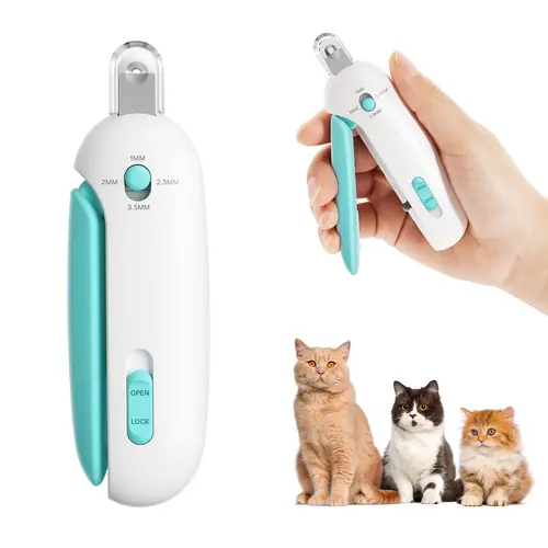 Potaroma Cat Nail Clipper with 4-Size Adjustable Trimming Hole & Hidden Nail File | Safe Toenail Trimmer for Kittens & Indoor Cats | Anti-Splash Claw Cutter for Pet Grooming (Blue) #sohochic