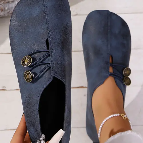 Women's Casual Flat Shoes, New Style Slip-On Round Toe Flats, Fashionable Plain Color Ladies Footwear, Comfortable All-Season Wear, Summer Rubber Footwear, Rubber Soled Footwear, Rubber Slip Ons
