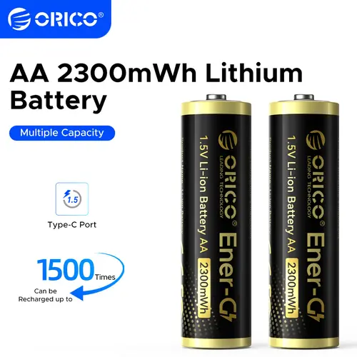 ORICO 1.5V 2100mWh Rechargeable Batteries 8-Pack, 1-Hour Fast Charging, Type-C Port, Double-Layer Shell, 1500 Cycle Life, for Remote Controls & Electronic Toys-EG