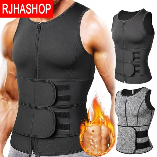Waist Trainer Sauna Suit Shirt, Gym & Exercise Compression Vest, Sweat-Boosting Workout Top Sauna Vest, Double Belt Sauna Vest Waist Trainer, Body Shaping Gym Fitness Sweat Abdominal Shaping Tank Top Sports Clothing