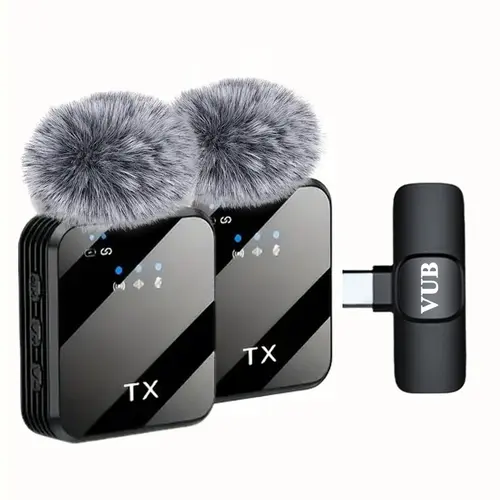 Professional Wireless Lavalier Microphone with Intelligent Noise Reduction 360° Omnidirectional Condenser Windscreen for Recording Live Streaming Podcasting Bluetooth Android