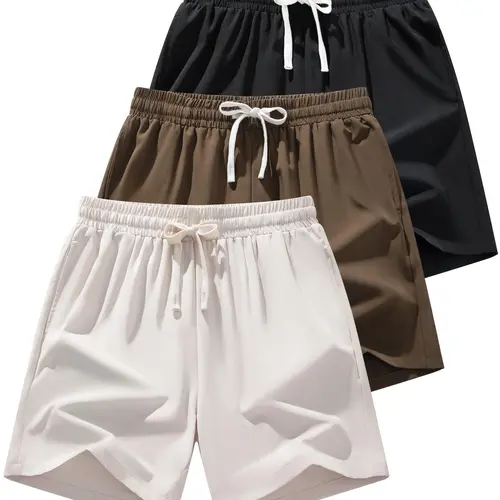 Men’s Ice Silk Athletic Shorts - Mens Clothing, Cinch Drawstring-Adjustable, Lite Breathable Loose Custom-Fit, Cool Solid Color Basic Track Bottoms for Daily Wear & Outdoor Sport, Cinch Men's Shorts