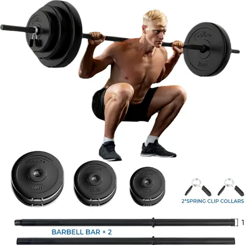 RELIFESPORTS Adjustable Barbell Weights Set, Unisex Home Gym Weight Training Equipment, Black Heavy-Duty Space-Saver Design, Easy to Assemble, Eco-Friendly Materials