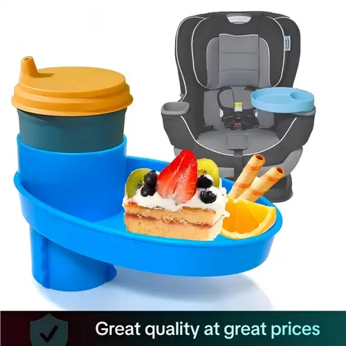 Car Seat Snack Tray with 360° Cup Holder, Car Seat & Booster Attachment for Road Trips, Automotive Stowing & Tidying Accessory That Keeps Snacks Within Easy Reach