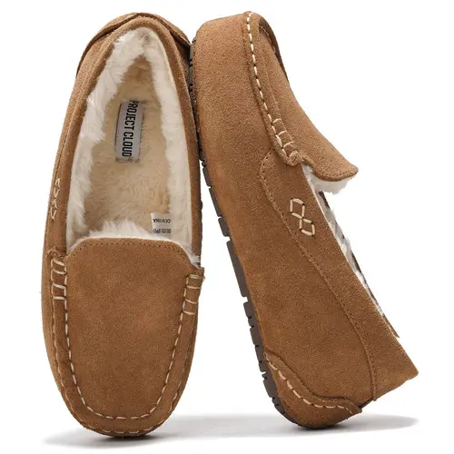 Project Cloud Women's | Women's Loafers Soft Fur Memory Foam Insole Lightweight Walking Shoes Non-Slip Girl Footwear Suede Flats - Cathi