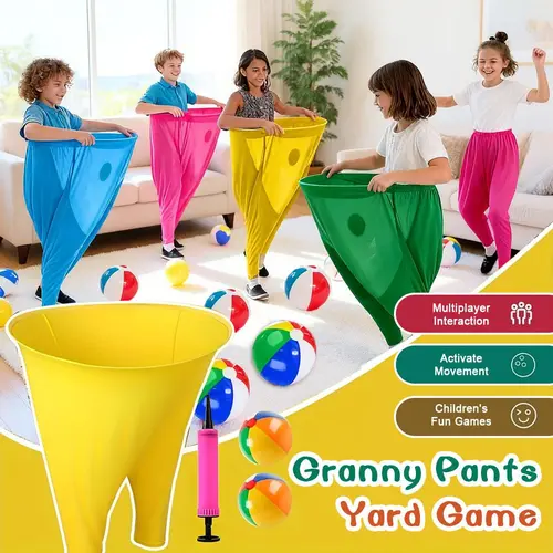 Easter family party games,2PC Granny Pants Yard Game Set,oversize Granny Pants,Children's indoor/lawn throwing games,Parent-child Game Set, Giant Pants, with Bouncy Ball and Pump, Large Outdoor Day Family Fun Party Toss Game excellent gift for children