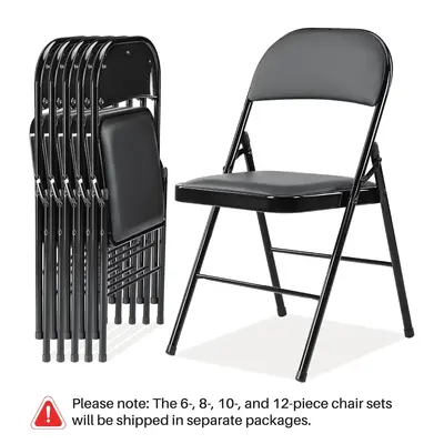 【Value Pack】Leather-Padded Folding Chair, Sturdy Metal Frame, Versatile Seating for Indoor & Outdoor Use