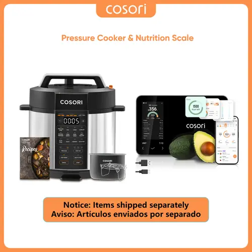 COSORI 9-in-1 6-Qt Stainless Steel Pressure Cooker & Nutrilens R001S AI Scan Smart Nutrition Scale Bundle - Multifunction Appliance, Type-C Charging, Bluetooth, Accurate Analysis, Rice Cooking, Sauté, Sous Vide, Recipe Book, Pressurecooker,home essentials