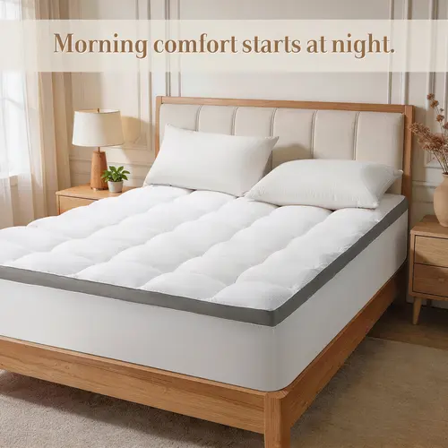 Cooling Mattress Protector - Gel Memory Foam Topper, Pain Relief & Breathable Bamboo Cover, Fits 8-21" Deep Pocket