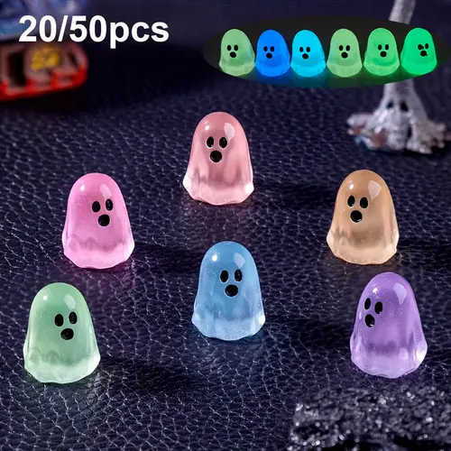 Random Cute Glow-in-the-Dark Ghost Lightweight Figurines, Cute Luminous Halloween Resin Ornaments for DIY Decor & Micro Landscape, Interior Ornaments