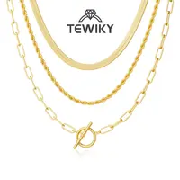 Tewiky Layered Toggle Necklaces for Women: Dainty Link Chain Necklaces Paperclip Cuban Rope Adjustable Choker T-Bar Toggle Clasp Chunky Necklace For Valentine's Day gifts Trendy Jewelry summerwins