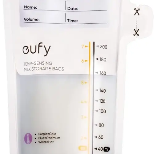 eufy Milk Storage Bags for Breastfeeding Mothers, 7 oz Disposable Leakproof BPA-Free Bags with Color-Changing Technology for Instant Temperature Clarity, 120 Pieces