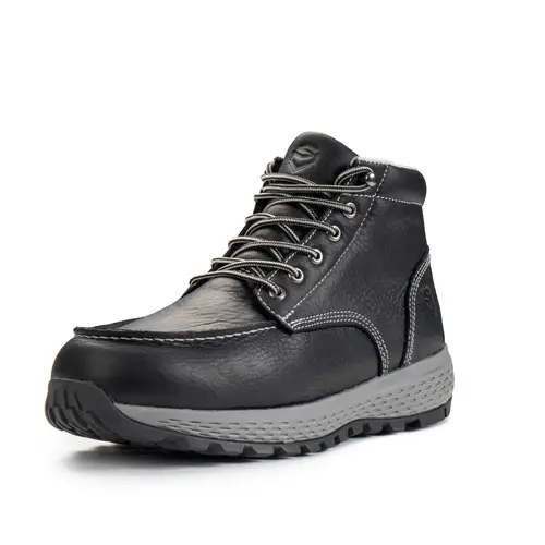 SUREWAY Men's Work Boots Brown Black | Lightweight Casual Wedge Soft Moc Toe - Comfort Insole, Oil/Slip Resistant, Construction Industrial Safety Working Boots