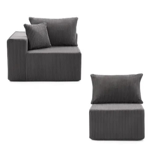 (Individual module),Modular Sofa with Deep Seat,Cloud Couch Sectional,Plush Corduroy L/U Shaped Boneless Couch, Convertible Sectional Couches for Living Room, 1 Seat