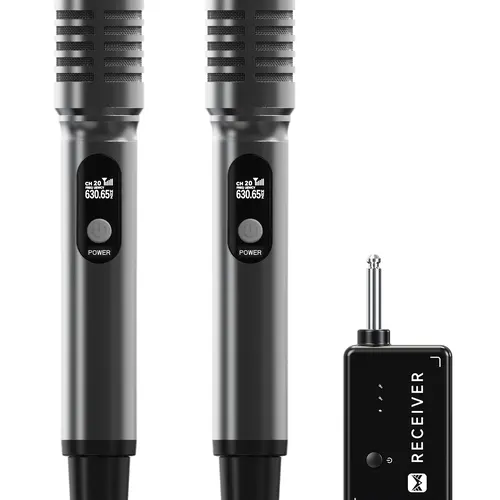 Wireless Metal Microphones with 1-to-1 Chip Connection, USB-C Rechargeable Receiver, 40H Duration, 200FT Range, Low Latency for Singing, Church, Voice Amplifier, PA System, Weddings, 0 Delay, Cardioid, Conferences