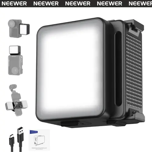 NEEWER M20 Magnetic Mini LED Lighting for DJI Osmo Action 3/4/5 Pro - IPX5 Waterproof Portable Camera Accessory, Built-in Rechargeable Battery, Adjustable Brightness, Mount, Charging Cable for Content Creators, Influencers, Vlogging Equipment
