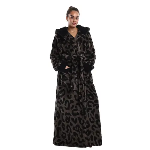 Msrlassn Cozy Soft Flannel Bathrobe Lined Color Block Hooded Robe for Women Thickened Long Sleeve Pyjamas Cute Print Home Sleepwear, Halloween One Size Fit Most