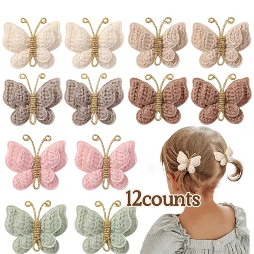 Cute Cartoon Butterfly Design Decorative Hair Clips, Super Cute Clips, Fashionable Hair Accessories for Girls, Simple Style Plain Color Temperament Seamless Bangs Clip for Party, Daily Clothing Decor, Hair Clip Set