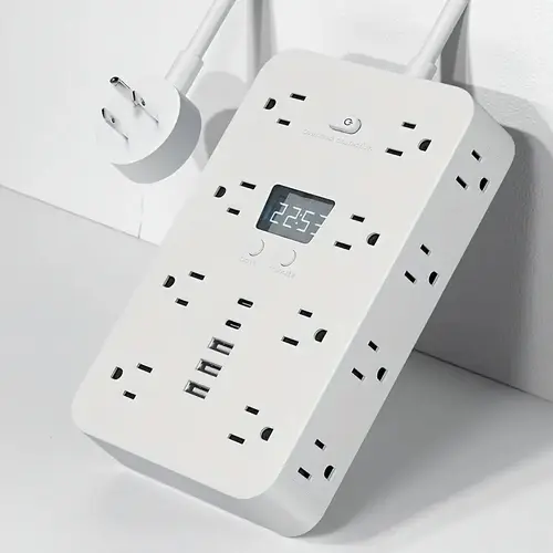 21-in-1 Universal Power Strip Socket Saver, Multi-Outlets Outlet Extender with 16AC Outlets, 3USB-A, 2USB-C, 45° Rotating Plugs, Fireproof, Overload Protection for Home/Office, Multi-Outlets Sockets