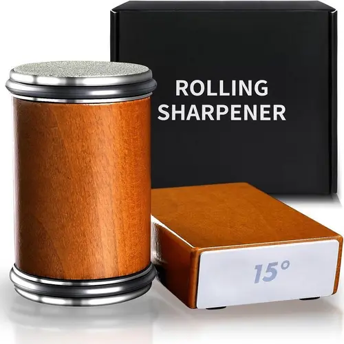 Rolling Knife Sharpener Tool Kit with 2-Sided Magnetic Suction, 15° & 20° Angle Rolling Stone for Kitchen, Pocket & Household Cutting Gadgets