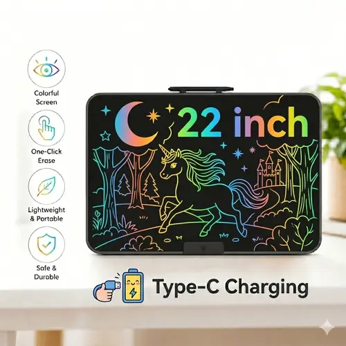 22-In Colorful Digital Drawing Tablet - H22P Rechargeable Type-C Graphics Tablet with Lithium-Ion Battery, Lock Function, Eco-Friendly Professional Writing Memo Board for Home Office (Toys & Hobbies, Educational Arts & Crafts)