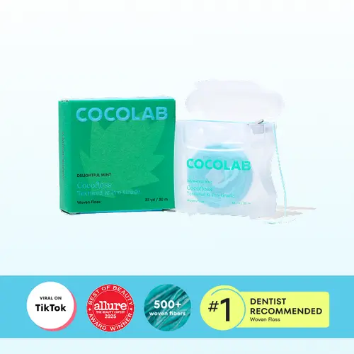 COCOLAB Delightful Mint Dental Floss - Award-Winning, 500+ Woven Fibers, Coated in Coconut Oil for Freshness & Plaque Removal - 33 Yd, 2-Month Supply
