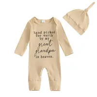 Hand Picked for Earth By My Great Grandma Grandpa In Heaven Romper Jumpsuit Newborn Baby Boy Girl Long Sleeve Ribbed One Piece Coveralls Bodysuit Fall Outfit
