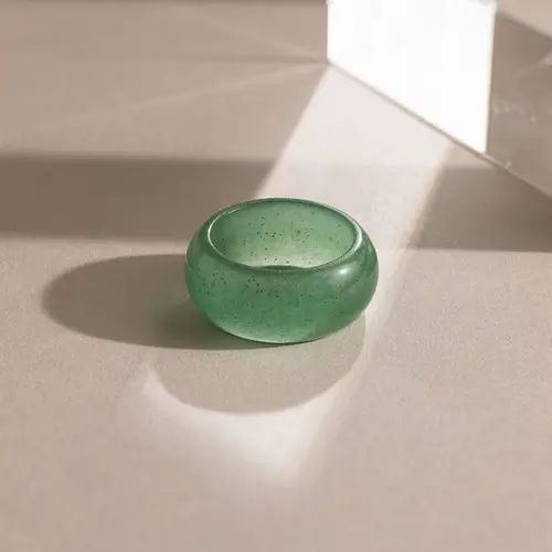 Thick Jade Ring by Caitlyn Minimalist - Chunky Green Crystal Stacking Ring - Boho Statement Ring - Natural Gemstone Jewelry - Gift for Her