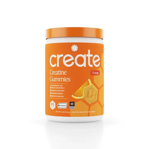 Create Wellness Orange Creatine Monohydrate Gummies - Delicious Gummies for Wellness Energy Focus & More - 1.5g Creapure per Gummy