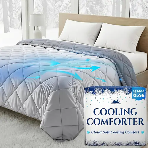 SLEEPHORIA Cooling Comforter - Reversible Lightweight Quilt for Hot Sleepers, BreezeWeave Fabric with Q Max Over 0.45, Breathable Night Sweat Relief, Cloud Soft Twin/King Sized Cooling Bedding, Machine Washable Thoughtful Gift