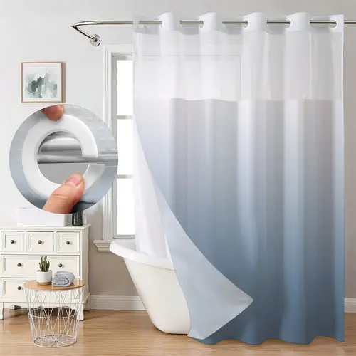Color Gradient Waffle Shower Curtain, 10 Colors Available, Shower Curtain No Hooks, No-Hook Installation, Double Layer with Inner Liner, Bathroom Decor & Accessories for Home, Hotel