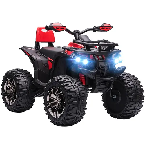 Aosom 12V Kids 4 Wheeler, Ride on ATV for Kids with Music, Realistic Headlights & Wide Wheels, 1.8-5 mph Speed Range, Toddler Quad for Boys and Girls