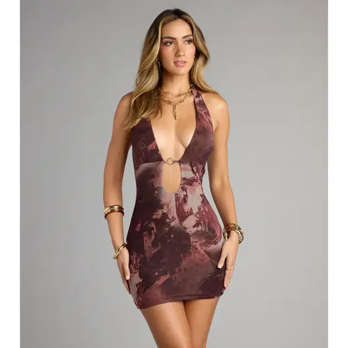 Bring The Heat Plunge Bodycon Mini Dress