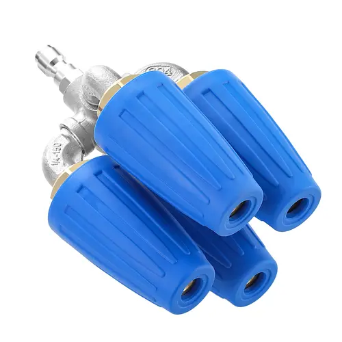 4-in-1 Turbo Nozzle Pressure Washer Sprayer, 4000 PSI Max, 2.0 Orifice 304 Stainless Steel Quadruple Tips (Rust-Resistant), 140°F/60°C, Enhanced Flow, 1/4" Quick Connector, Heavy Brass Built to Last, Blue Car Washing Accessory with Garden Hose Connector,
