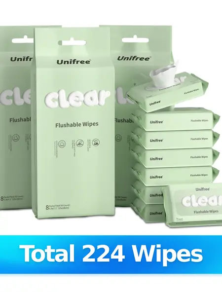 Unifree Flushable Toilet Wipes, Mini Travel Friendly Pack, Gentle Flower Scented Clean Wipes Set, Septic & Sewer Safe Home Care Essentials, summerwins